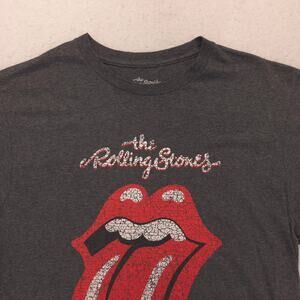 The Rolling Stones Short Sleeve Band Crew Neck T Shirt Mens Size Medium M Gray
